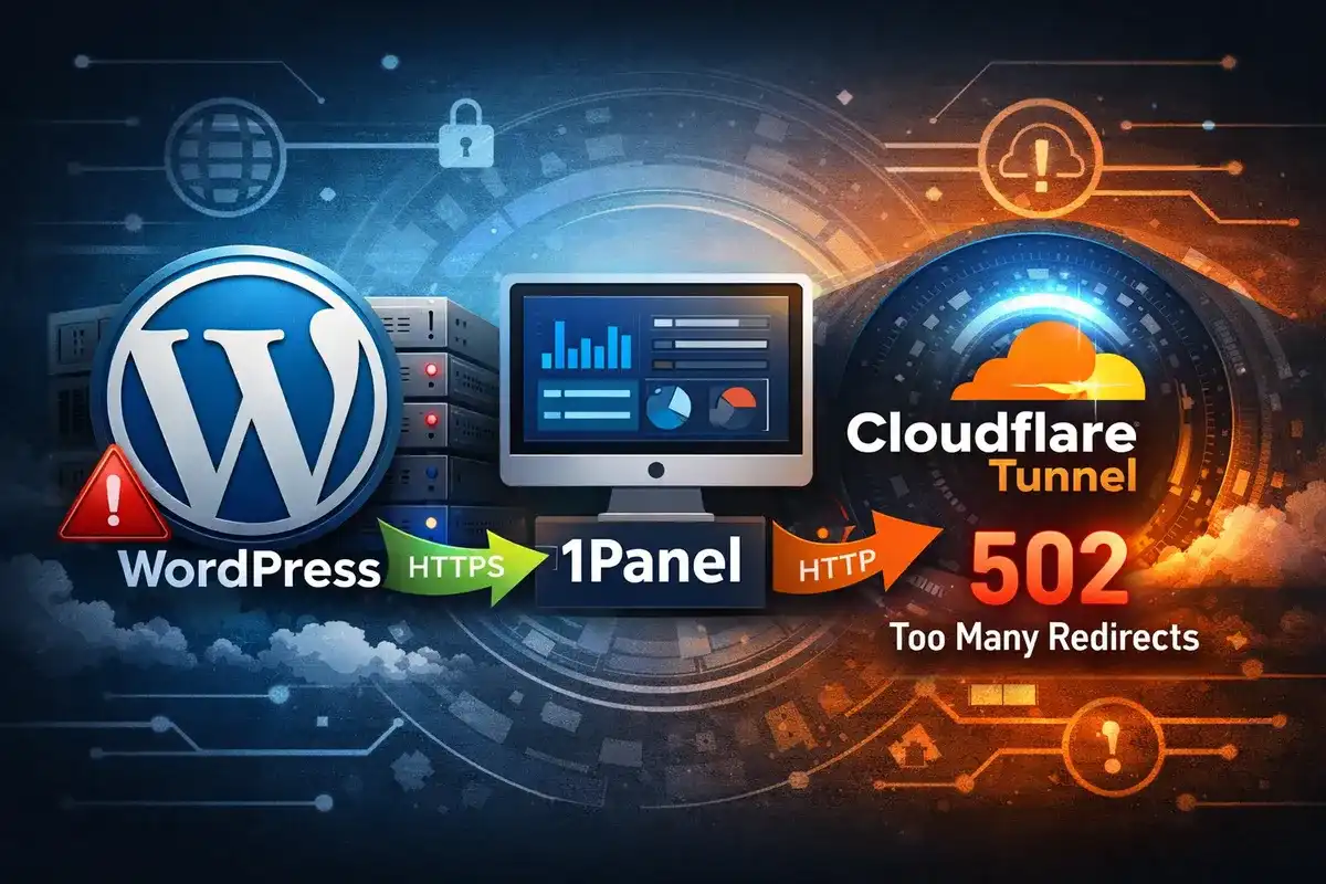 图片[1]-WordPress 在 1Panel 与 Cloudflare Tunnel 环境下的 HTTPS、502 与重定向循环排查
